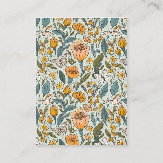 Boho Chic Retro Kleurrijke Bloemen Bruiloft QR cod Informatiekaartje (Achterkant)