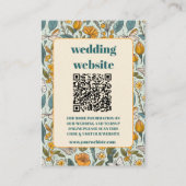 Boho Chic Retro Kleurrijke Bloemen Bruiloft QR cod Informatiekaartje (Voorkant)