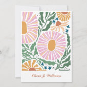 Boho Chic Retro Kleurrijke Bloemen Pensioen Partij Kaart (Achterkant)