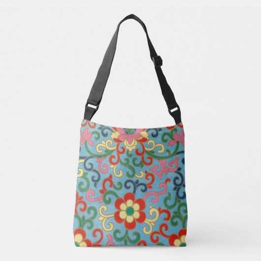 Boho Chic Retro Oosterse Bloemen Crossbody Tas (Voorkant)