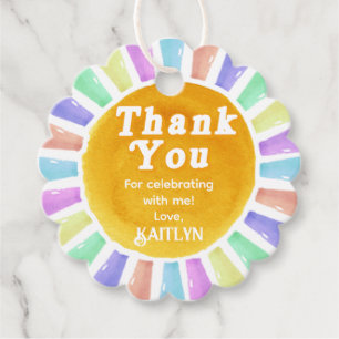 Boho Chic Retro Waterverf Rainbow Sun Dank u Bedankjes Labels