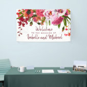 Boho Chic Rode Hortensia, Roze Rose Wedding Welkom Spandoek (Beurs)