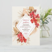 Boho chic rood goud Lijst & rood orchidee herfst b Kaart (Staand voorkant)