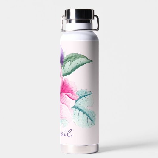 Boho Chic rose floral bouteille d'eau (Arrière)