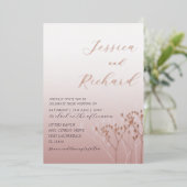 Boho Chic Rose Gold Foliag Mariage Foil Invitation (Debout devant)