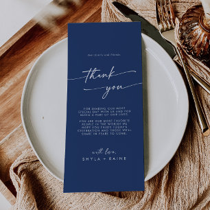 Boho Chic Royal Blue Bedankt Place Card Menu