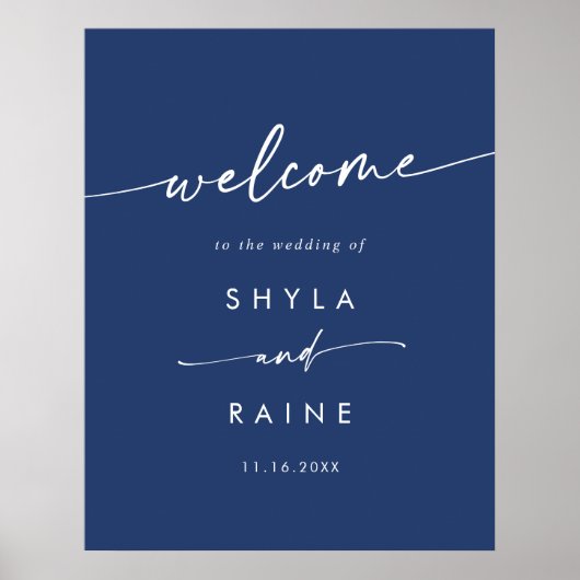 Boho Chic Royal Blue DIY Wedding Welkomstbord Poster (Voorkant)