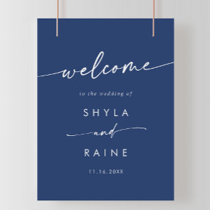 Boho Chic Royal Blue DIY Wedding Welkomstbord Poster