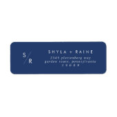 Boho Chic Royal Blue Monogrammes Étiquettes de adr (Devant)