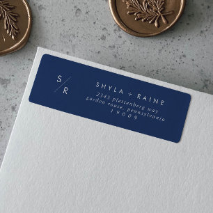 Boho Chic Royal Blue Monogrammes Étiquettes de adr