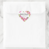 Boho Chic Roze Bloemen Vrijgezellenfeest Hart Sticker (Tas)