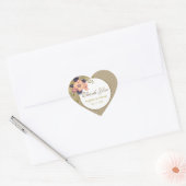Boho Chic Roze Huwelijksgunst Hart Sticker (Envelop)