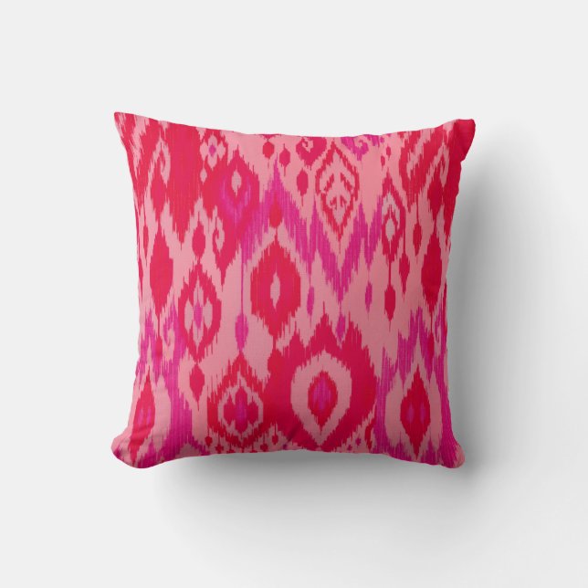 Boho Chic roze mauve fuchsia Ikat Tribal Tapestry Kussen (Voorkant)