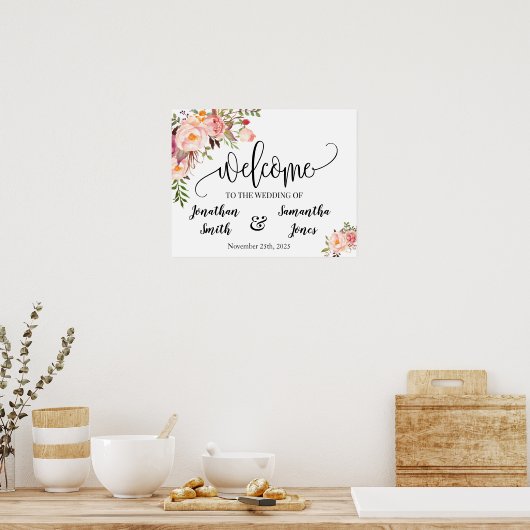 Boho chic roze poster (Keuken)
