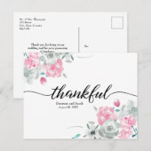 Boho Chic Roze Wit waterverf bloemenbruiloft Aankondigingskaart (Voorkant / Achterkant)