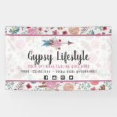 Boho Chic Rustic Feather Arrow Waterverf Bohemian Spandoek (Horizontaal)