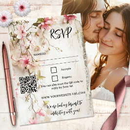Boho Chic Rustic Pink Floral RSVP-kaart Kaart