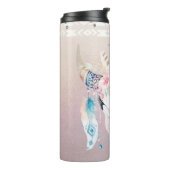 Boho Chic Rustieke Koe Schedel Bloemen Boheemse Cu Thermosbeker (Gedraaid links)