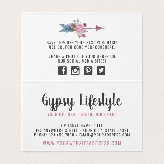 Boho Chic Rustique Flèche Flore Merci (Inside Unfolded)