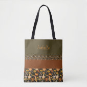 Boho-Chic Sac fourre-tout vert foncé et rouille (Devant)