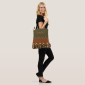 Boho-Chic Sac fourre-tout vert foncé et rouille (Sur le modèle)
