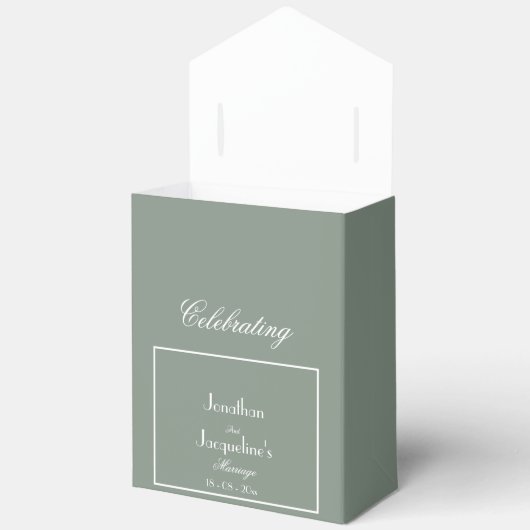 Boho Chic Sage Green Elegant Dank u bruiloft Bedankdoosjes (Open)