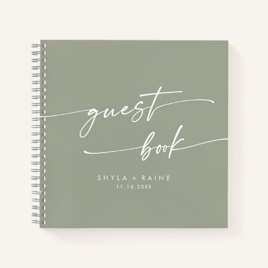 Boho Chic Sage Green Mariage Livre d'or (Devant)