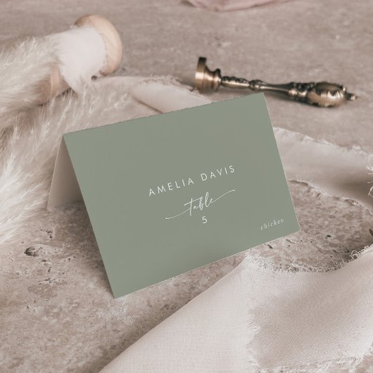 Boho Chic Sage Green Nom de l'invité Place Cartes