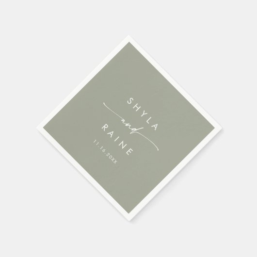 Boho Chic Sage Groen Monogram Bruiloft Servetten (Hoek)