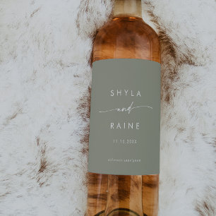Boho Chic Sage Vert Mariage Vins Étiquettes