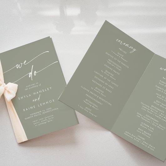 Boho chic salie groen we doen gevouwen bruiloft programma