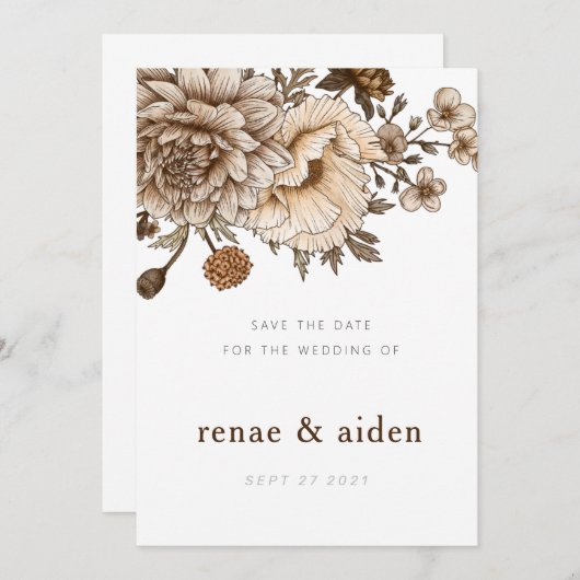 Boho Chic Save the date, Woodland Save the date (Voorkant / Achterkant)