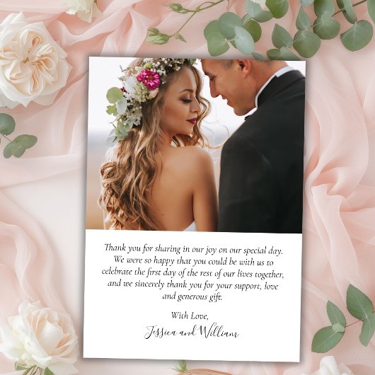 Boho Chic Script 2 Mariage photo Carte de remercie