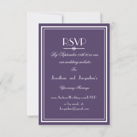 Boho chic script courriel site web Mariage carte R (Devant)