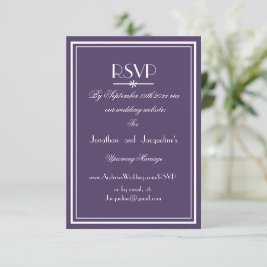 Boho chic script courriel site web Mariage carte R (Debout devant)