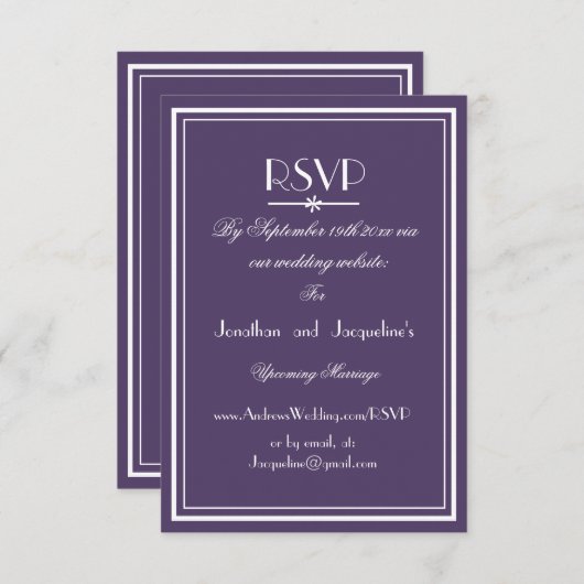 Boho chic script courriel site web Mariage carte R (Devant / Derrière)