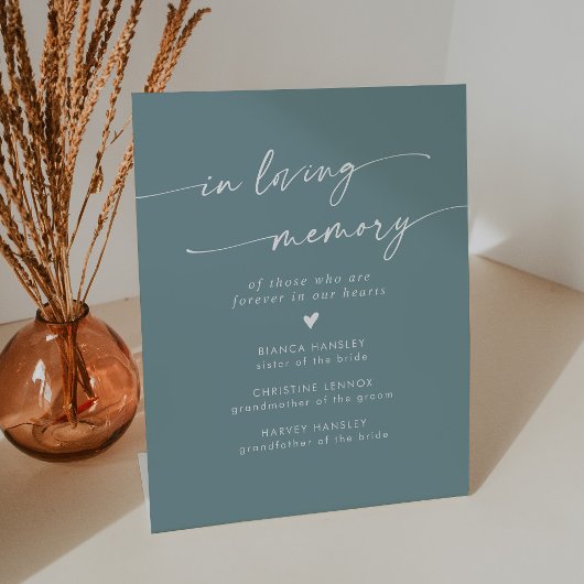 Boho Chic Seafoam Blauwgroen bruiloft in liefdevol Reclamebord Met Voetstuk