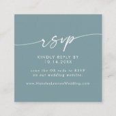Boho Chic Seafoam Blauwgroen Bruiloft QR Code RSVP Informatiekaartje (Voorkant)