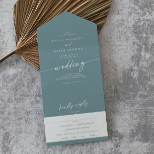 Boho Chic Seafoam Blauwgroen Maaltijd Keuze RSVP B All In One Uitnodiging