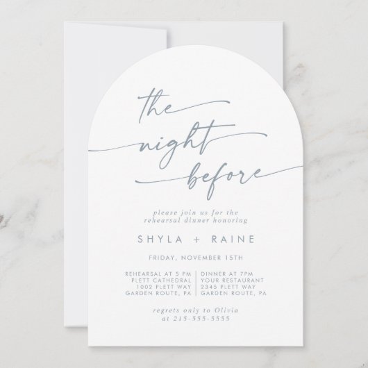 Boho Chic Slate Blue Arch repetitie diner Kaart (Voorkant)