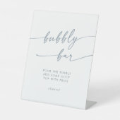 Boho Chic Slate Blue Bubbly Bar Wedding Reclamebord Met Voetstuk (Voorkant)