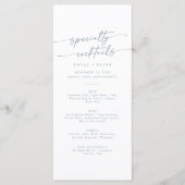 Boho Chic Slate Blue Photo Specialty Cocktails Menu (Voorkant)