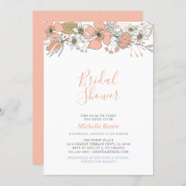 Boho Chic Spring Floral Bridal Wedding Shower Invi Kaart
