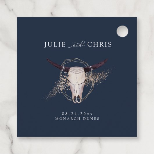 Boho Chic Steer schedel bruiloft Bedankjes Labels (Achterkant)