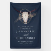 Boho Chic Steer schedel bruiloft uitnodiging Spandoek (Verticaal)