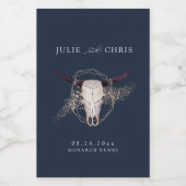 Boho Chic Steer schedel bruiloft Wijn Etiket (Enkel label)