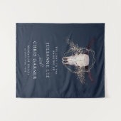 Boho Chic Stier Schedel Trouw Uitnodiging Wandkleed (Voorkant (horizontaal))