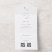 Boho Chic Stof Paarse Dual QR Code Huwelijk All In One Uitnodiging (Binnen)