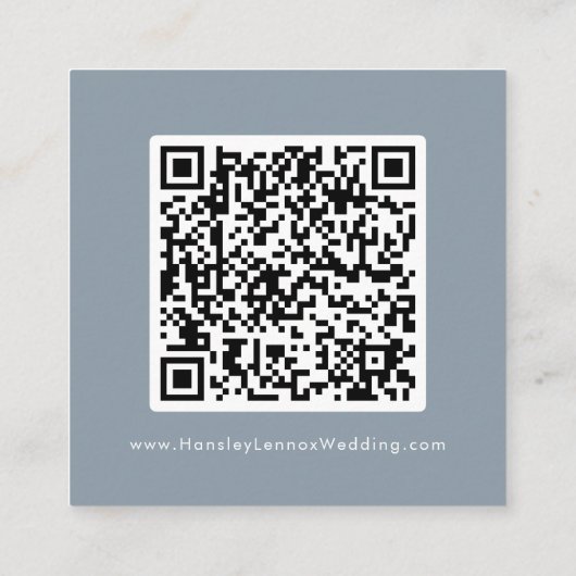 Boho Chic Stoffig Blauw Huwelijk QR Code RSVP Informatiekaartje (Achterkant)