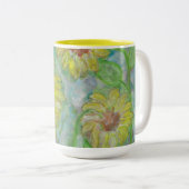 Boho Chic Sunflower Waterverf Art 15 oz Mok (Voorkant rechts)